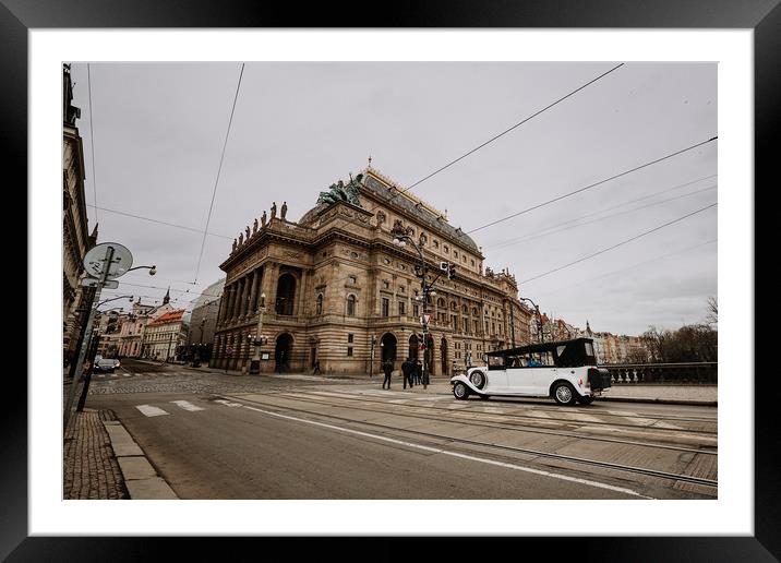 National Theatre in Prague, Czech Republic Framed Mounted Print by John Ly