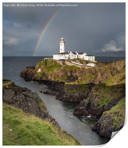 Rainbow over Fanad Head Lighthouse  Print by Ciaran Craig