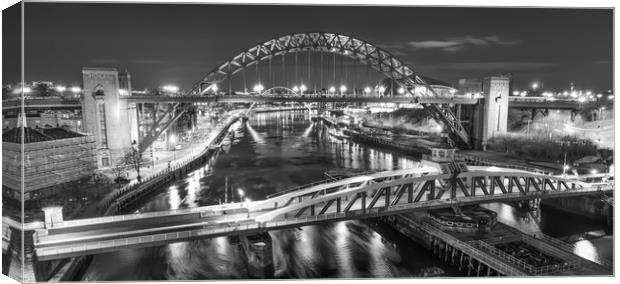 Night at the Quayside in Mono Canvas Print by Naylor's Photography