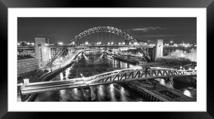 Night at the Quayside in Mono Framed Mounted Print by Naylor's Photography