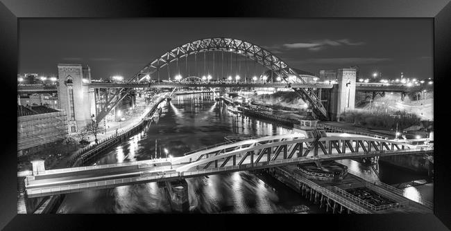 Night at the Quayside in Mono Framed Print by Naylor's Photography