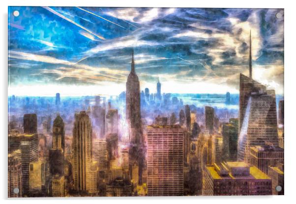 Manhattan Skyline Art Acrylic by David Pyatt