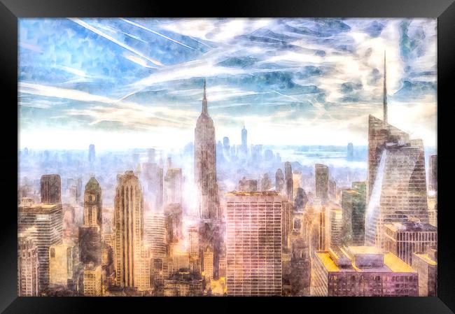 New York Skyline Art Framed Print by David Pyatt