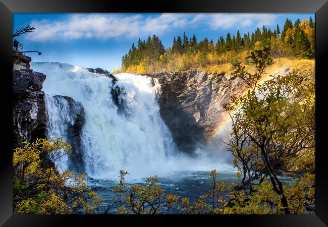 Biggest waterfall of Sweden Framed Print by Hamperium Photography