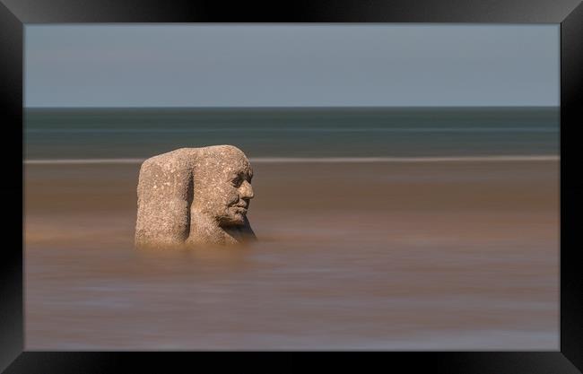 Stone Ogre on the beach at Cleveleys Framed Print by Tony Keogh