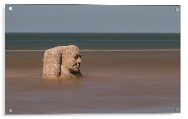 Stone Ogre on the beach at Cleveleys Acrylic by Tony Keogh
