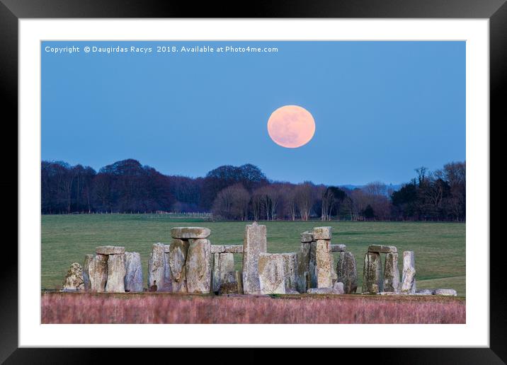 Super Moon rising over Stonehenge stone circle Framed Mounted Print by Daugirdas Racys