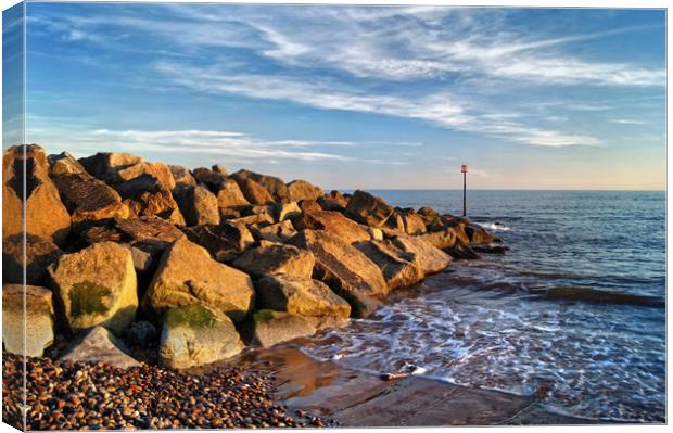 Sidmouth Sea Defences                       Canvas Print by Darren Galpin