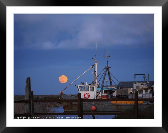 Brancaster Staithe Norfolk Supermoon Framed Mounted Print by Jim Key