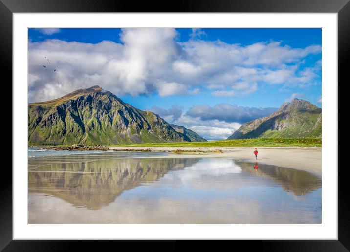 Running on the beach Framed Mounted Print by Hamperium Photography