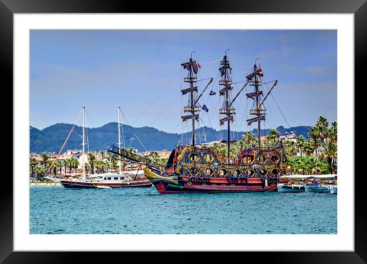 Pirate Ship Framed Mounted Print by Valerie Paterson