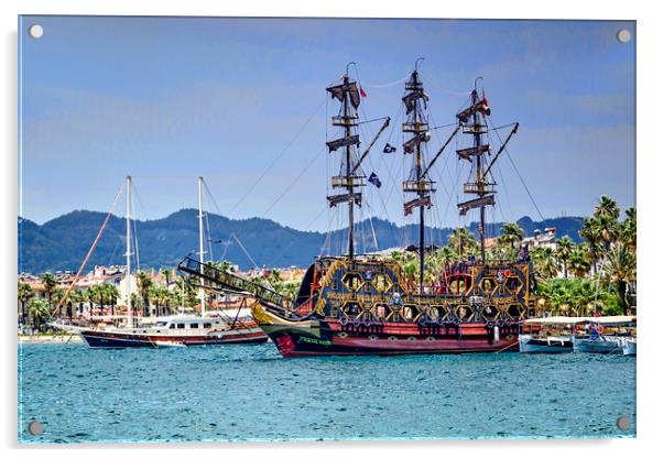 Pirate Ship Acrylic by Valerie Paterson