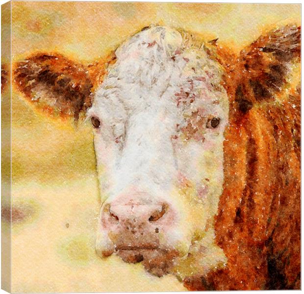 Cow. Brown Cow Watercolour "Print"  Canvas Print by Tanya Hall