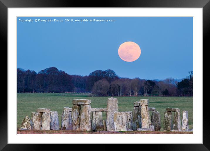 Super Moon rising over Stonehenge stone circle Framed Mounted Print by Daugirdas Racys