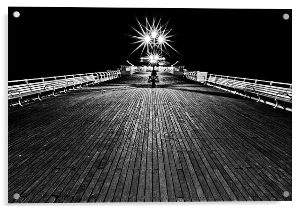'Pier'ing into the distance Mono Acrylic by Paul Macro