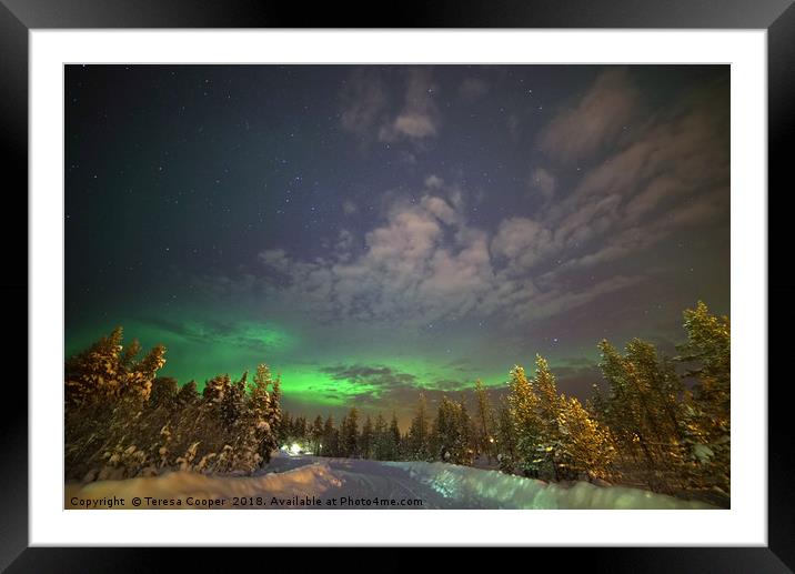 The Aurora Glows in the distance  Framed Mounted Print by Teresa Cooper