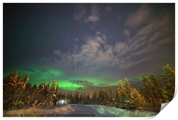 The Aurora Glows in the distance  Print by Teresa Cooper