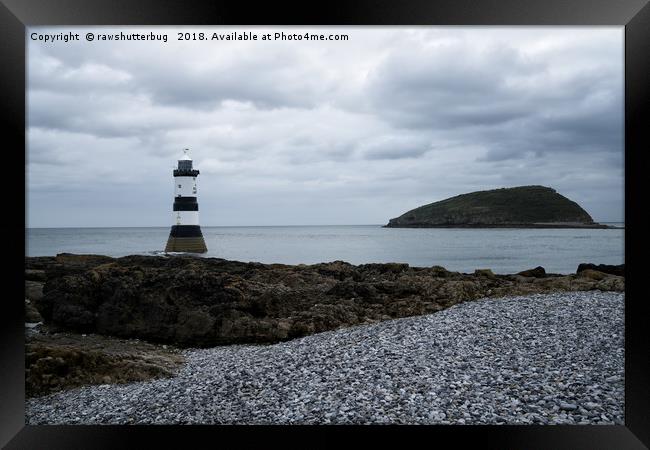 Trwyn Du Lighthouse And Puffin Island Framed Print by rawshutterbug 