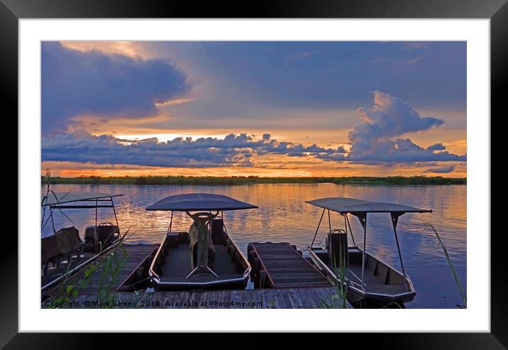 Sunset at the Chobe River Framed Mounted Print by Mark Seleny
