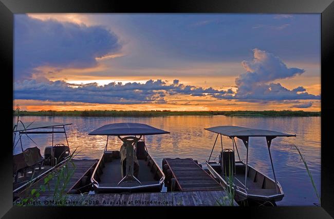Sunset at the Chobe River Framed Print by Mark Seleny