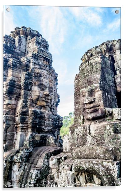 Bayon temple smiling faces Acrylic by Claire Turner