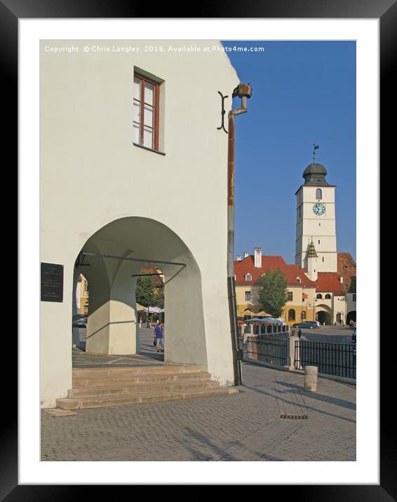 Piata Mica from Bridge of Lies, Sibiu, Romania. Framed Mounted Print by Chris Langley