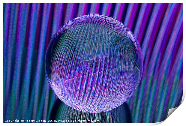 Abstract art Crystal ball lines 3 Print by Robert Gipson