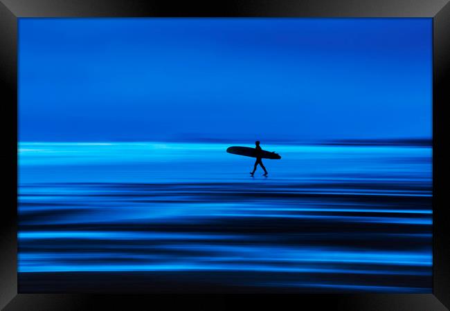 Abstract Lone Surfer Framed Print by Maggie McCall