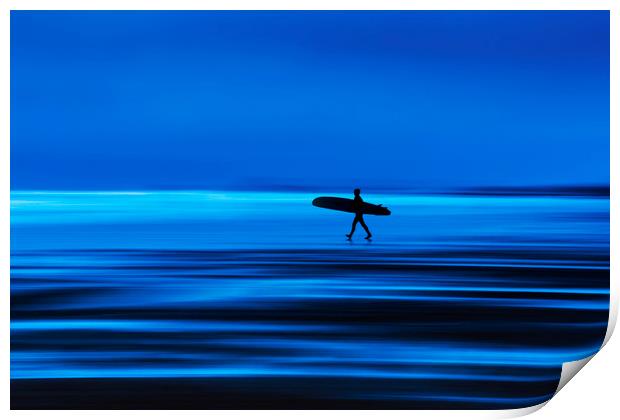 Abstract Lone Surfer Print by Maggie McCall