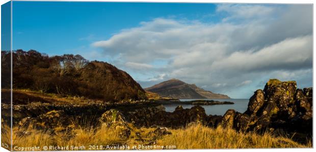 Ben Tianavaig from the Braes coast Canvas Print by Richard Smith