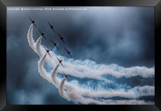 RAF red Arrows Display Team Framed Print by Shawn Nicholas