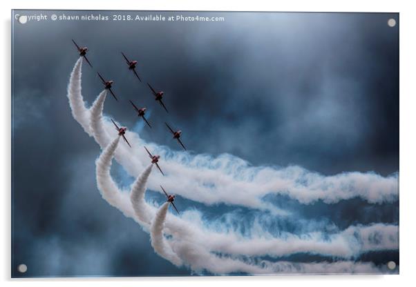RAF red Arrows Display Team Acrylic by Shawn Nicholas