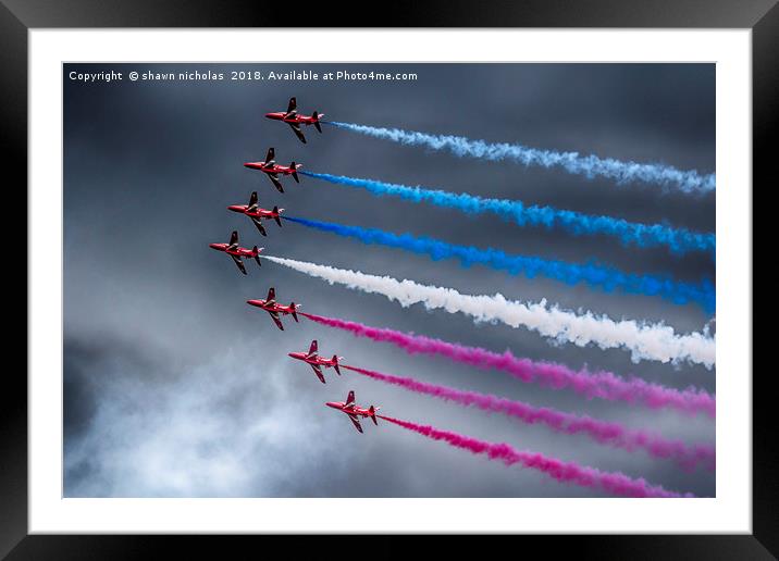 RAF Red Arrows Display Team Framed Mounted Print by Shawn Nicholas