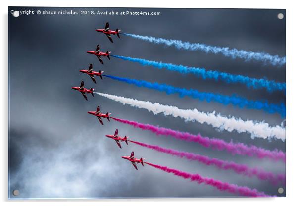 RAF Red Arrows Display Team Acrylic by Shawn Nicholas