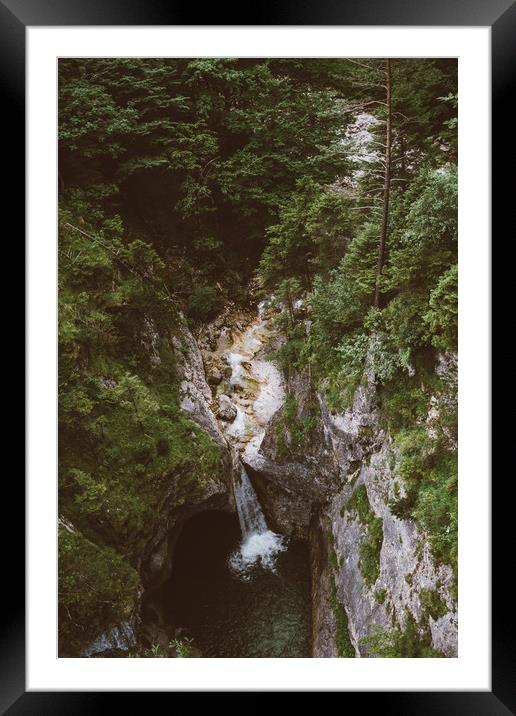 Waterfall In Alps Framed Mounted Print by Patrycja Polechonska