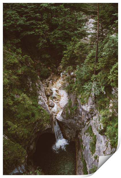 Waterfall In Alps Print by Patrycja Polechonska