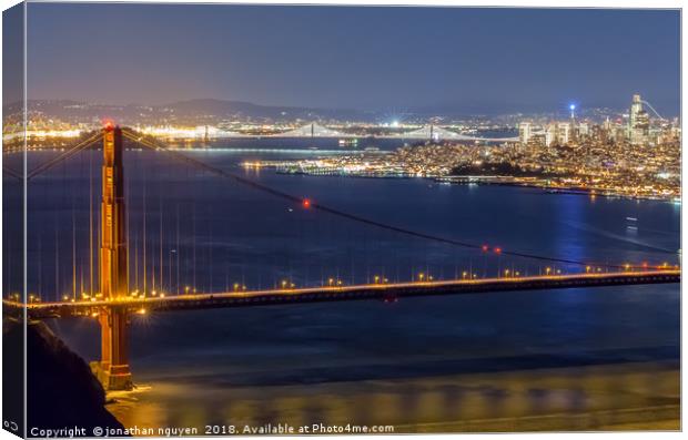 San Francisco Golden Gate Nighttime Canvas Print by jonathan nguyen