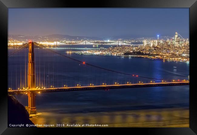 San Francisco Golden Gate Nighttime Framed Print by jonathan nguyen