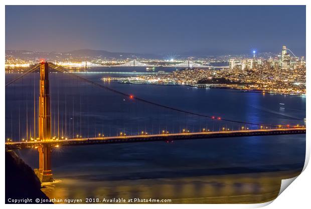 San Francisco Golden Gate Nighttime Print by jonathan nguyen