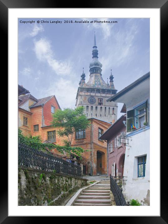 Approaching the Barbican, Sighisoara, Romania. Framed Mounted Print by Chris Langley