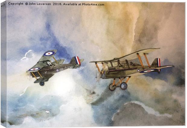 A pair of Royal Aircraft Factory  SE5 aircraft Canvas Print by John Lowerson