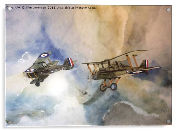 A pair of Royal Aircraft Factory  SE5 aircraft Acrylic by John Lowerson