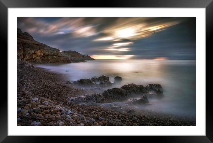 Bracelet Bay and Mumbles lighthouse Framed Mounted Print by Leighton Collins