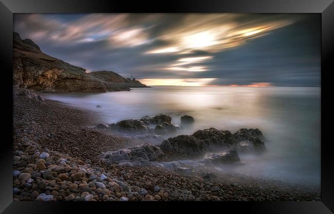 Bracelet Bay and Mumbles lighthouse Framed Print by Leighton Collins