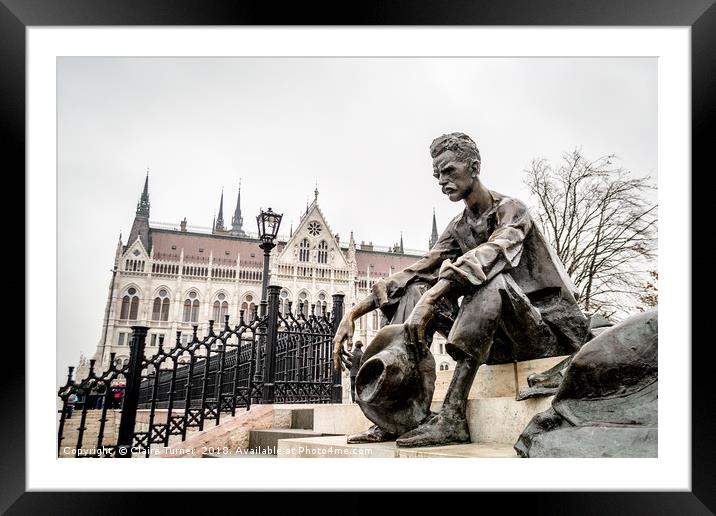 Attila Jozsef statue in Budapest Framed Mounted Print by Claire Turner