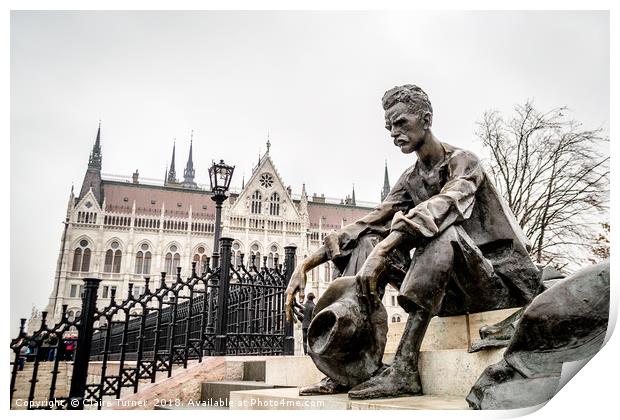 Attila Jozsef statue in Budapest Print by Claire Turner