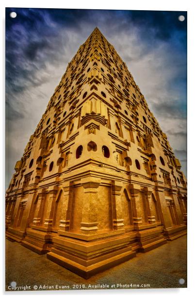 Wang Wiwekaram Temple Thailand Acrylic by Adrian Evans