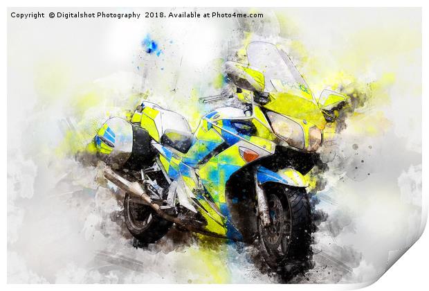 British Police Motorbike Print by Digitalshot Photography