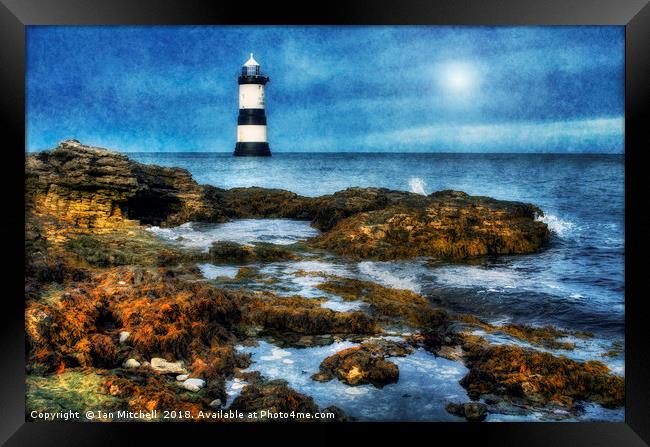 Trwyn Du Lighthouse Framed Print by Ian Mitchell