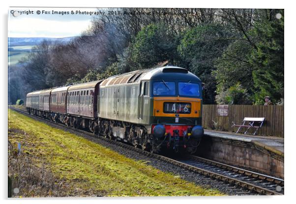 D1501 train at irwell vale Acrylic by Derrick Fox Lomax